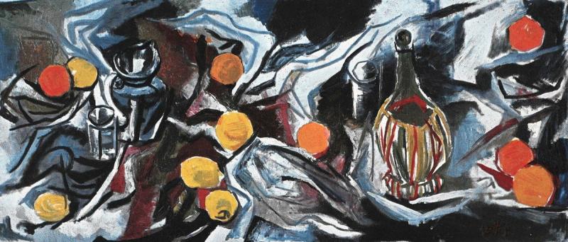 Quadro di Renato Guttuso nella sala bar della classe cabina t/n "Leonardo da Vinci", luglio - agosto 1960, anno VIII, n. 4, p. 27