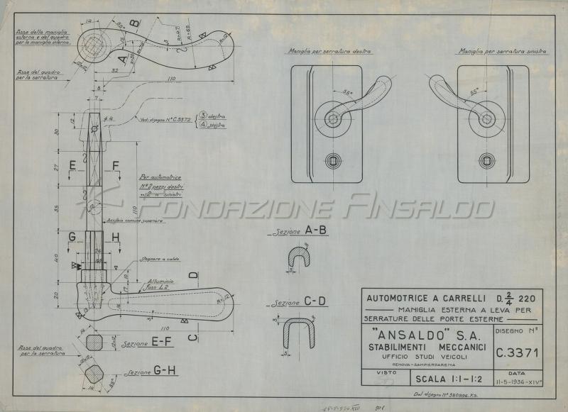 Automotrice tipo D2/4 220 - maniglia esterna per serrature delle porte esterne