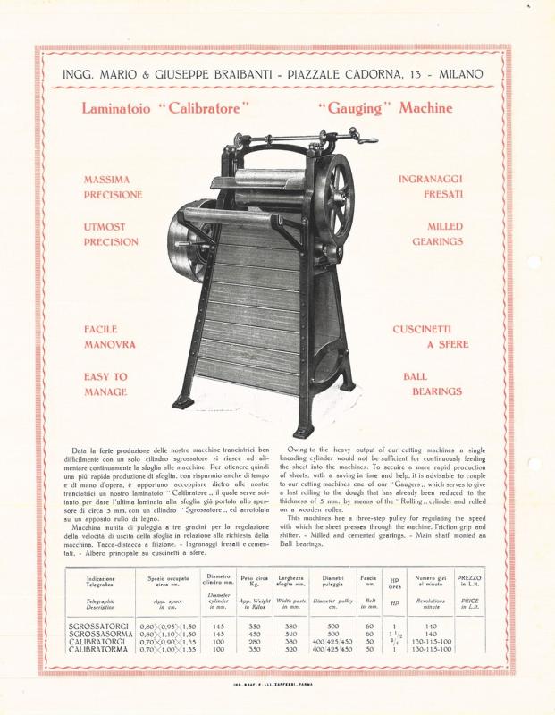 Macchinario per pastifici - laminatoio calibratore