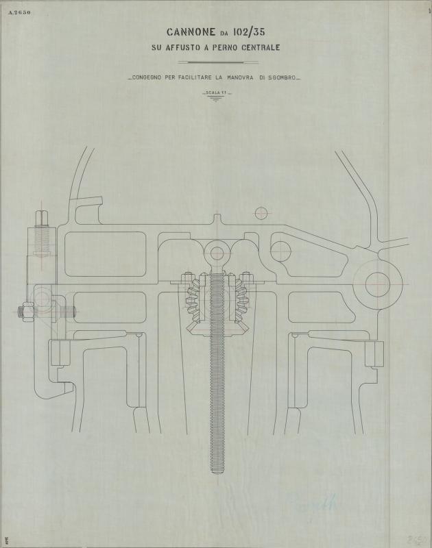Costruzione 102/35 S.1914 - Congegno per manovra di sgombro