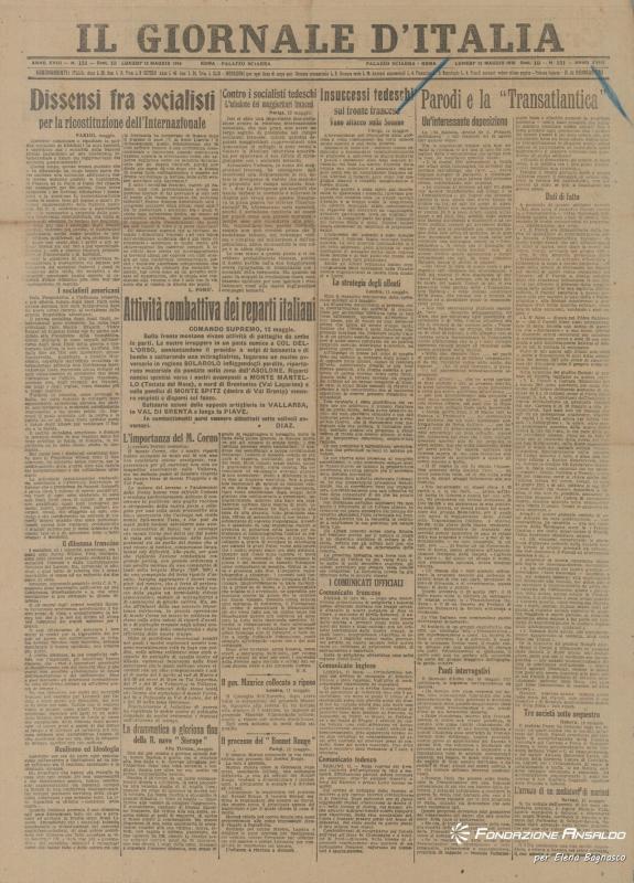 Il Giornale d'Italia, 13.05.1918, p. 1