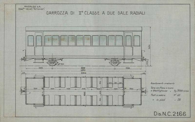 Officina Veicoli Ferroviari - Carrozza di II classe a due sale radiali
