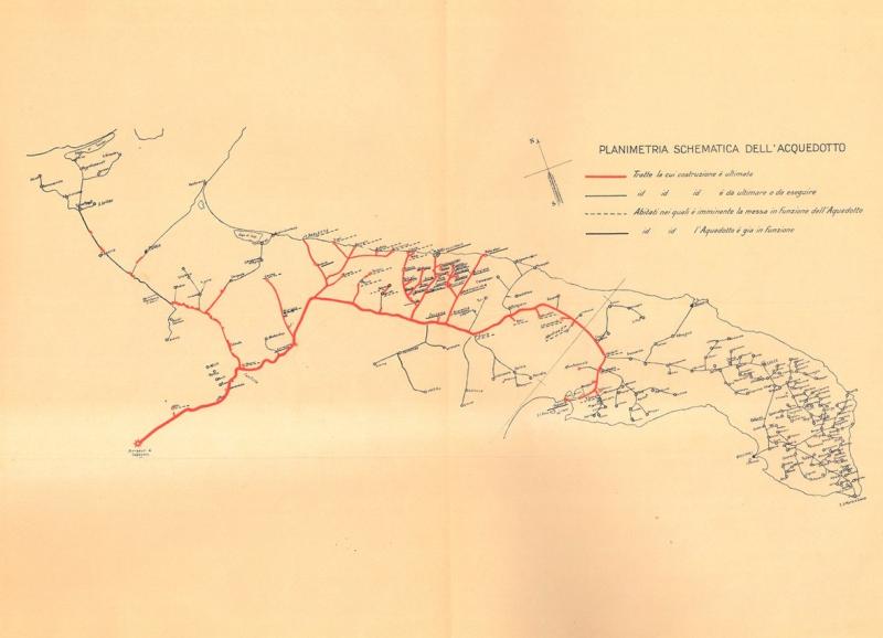 Tracciato del percorso dell'Acquedotto pugliese