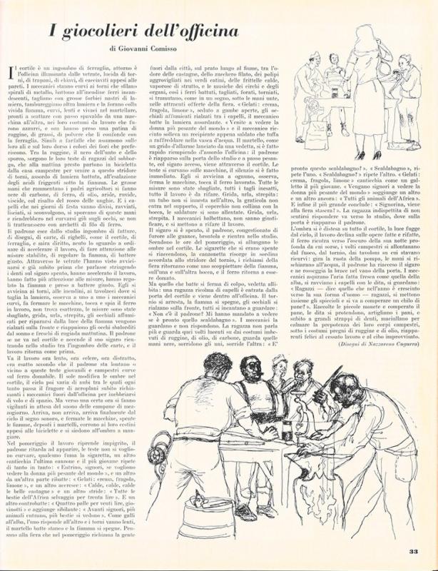 Giovanni Comisso - I giocolieri dell'officina, maggio - giugno 1956, anno IV, n. 3 -  p. 33