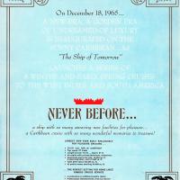 Prospetto pubblicitario delle crociere, a partire dal 18 dic. 1965 con destinazione Indie Occidentali e Caraibi