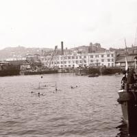 Partita di pallanuoto nel porto di Genova (taglio)