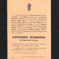 Necrologio Giovanna Bombrini dei Marchesi Carrega
