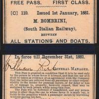 Carta ferroviaria per libera circolazione della Great Eastern Railway (GER)