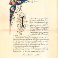 Felicitazioni per la nomina a Grande Ufficiale dell'Ordine dei SS Maurizio e Lazzaro; interno, 1881