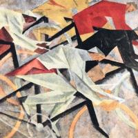 Lyonel Feininger "Ciclisti" (1912), marzo - giugno 1959, anno VII, nn. 2-3, p. 46