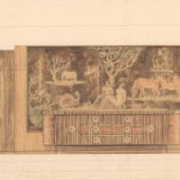 Nave non identificata - Decorazione muraria e cassettiera