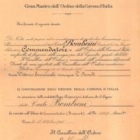 Nomina a Commendatore dell'Ordine della Corona d'Italia