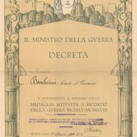 Conferimento della medaglia al valore per aver combattuto la Prima Guerra Mondiale