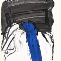 Remo Brindisi "Schiena di uomo proiettata sulla macchina" (1961), settembre - ottobre 1961, anno IX, n. 5, p. 38