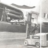 Lo 'Stacatruc' in un campo d'aviazione, utilizzato per i trasporti in officina. - p. 74