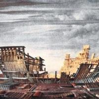 La barca solare, dipinto di Fabrizio Clerici esposto alla galleria "Sagittario" di Roma - p. 25