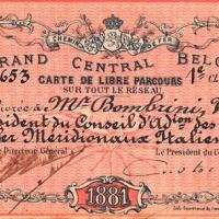 Carta Ferroviaria per libera circolazione sulle ferrovie belghe - fronte