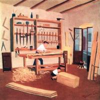 La bottega del falegname Feliciani, in Via dei Gesuiti a Spoleto, vista dal pittore Marino Ceccarelli, maggio - giugno 1956, anno IV, n. 3 - p. 34
