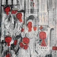 Pannello decorativo di Carlo Cuneo sul lato sinistro del boccascena nell'auditorium prima classe t/n "Leonardo da Vinci",  luglio - agosto 1960, anno VIII, n. 4, p. 27