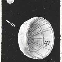 Vignetta di Gahan Wiloon "Soltanto un minuto o poco più e l'uomo potrà vedere finalmente l'altra faccia della luna", maggio - giugno 1961, anno IX, n. 3, p. 27