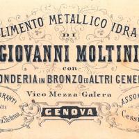 Biglietto da visita Giovanni Moltini - Stabilimento metallico idraulico con fonderia in bronzo e altri generi - fronte