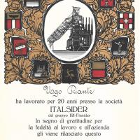 Ugo Dante - Diploma di benemerenza Italsider