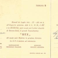 Biglietto di invito al varo del transatlantico Rex