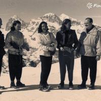 Famiglia Parodi - Giorgio Parodi con la moglie Elena, la cognata Gabriella,  un'amica e il fratello Enrico sulla neve