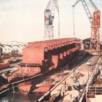 Sul nuovo scalo del Cantiere di Monfalcone, nel quale possono essere impostate navi fino a 80.000 tonnellate, è in costruzione la turbocisterna 1837 per la Panama Transport Company, marzo - aprile 1958, anno VI, n. 2, p. 41